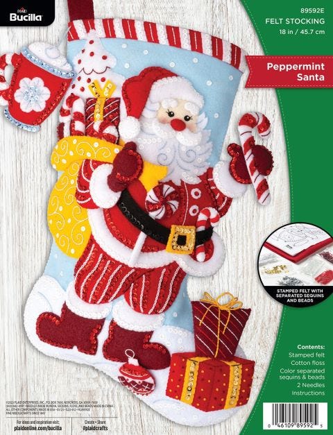 Bucilla ® Seasonal - Felt - Stocking Kits - Peppermint Santa - 89592E