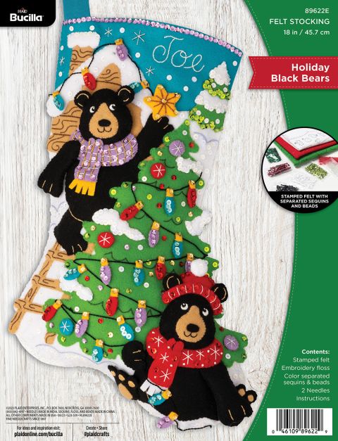 Bucilla ® Seasonal - Felt - Stocking Kits - Holiday Black Bears - 89622E