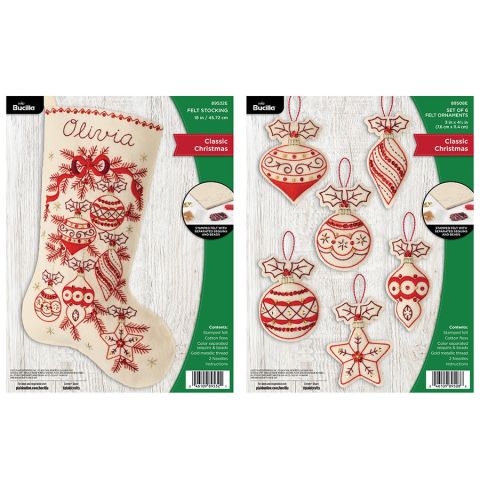 Bucilla ® Seasonal - Felt - Stocking & Ornament Set - Classic Christmas 2pc, - AMZCC24