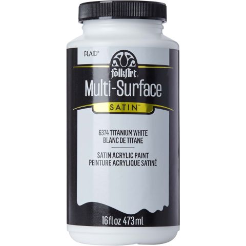 FolkArt ® Multi-Surface Satin Acrylic Paints - Titanium White, 16 oz. - 6374