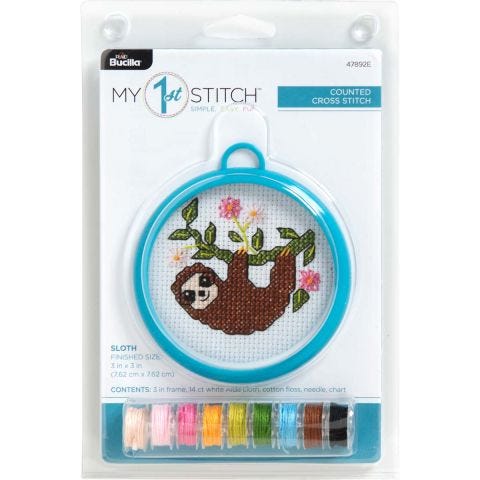 Bucilla ® My 1st Stitch™ - Counted Cross Stitch Kits - Mini - Sloth - 47892E