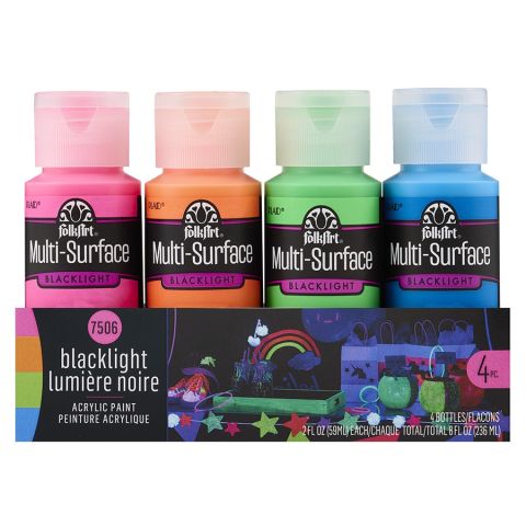 FolkArt ® Multi-Surface Neon Blacklight™ Acrylic Paint Set 4 Color - 7506