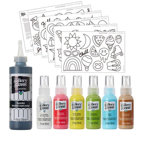 Gallery Glass ® Liquid Leading™ Window Cling Art Kit, 10pc - PRMGGCLING24