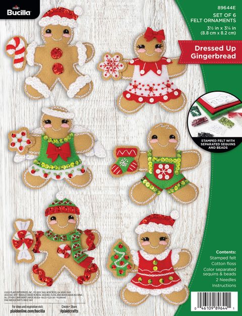 Bucilla ® Seasonal - Felt - Ornament Kits - Dressed-Up Gingerbread - 89644E