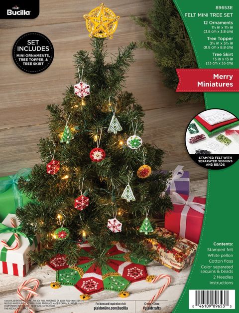 Bucilla ® Seasonal - Felt - Ornament Kits - Merry Miniatures Mini Tree Set 89653E