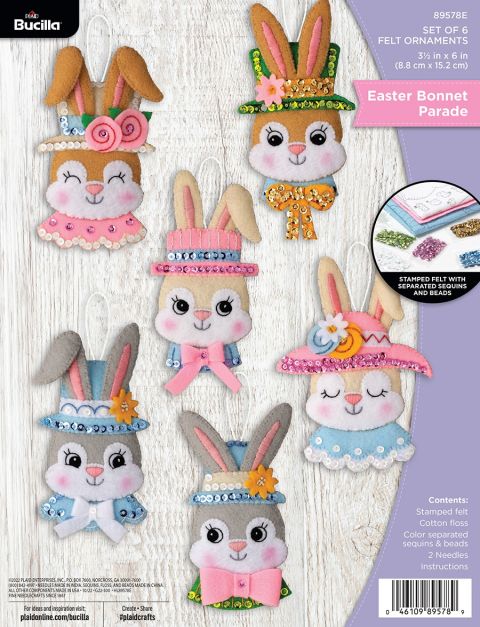 Bucilla ® Seasonal - Felt - Ornament Kits - Easter Bonnet Parade - 89578E