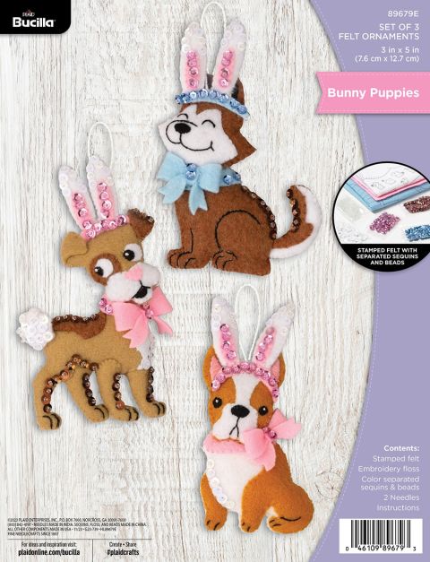 Bucilla ® Seasonal - Felt - Ornament Kits - Bunny Puppies - 89679E