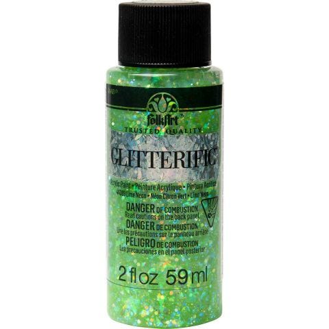 FolkArt ® Glitterific™ Acrylic Paint - Neon Lime, 2 oz. - 44389