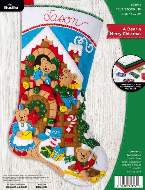 Bucilla ® Seasonal - Felt - Stocking Kits - A Bear-y Merry Christmas - 89597E