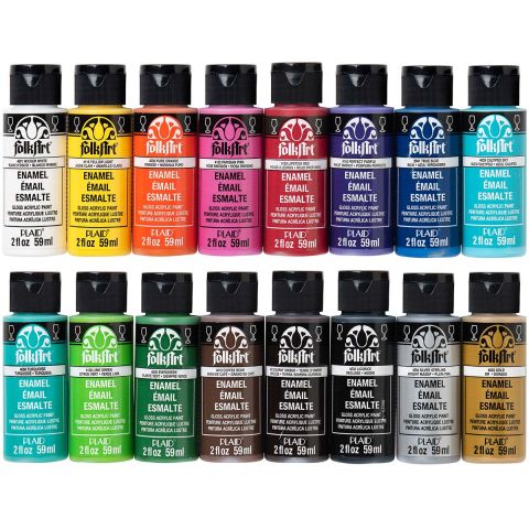 FolkArt PROMOGLS16 Glass Paint Set, 16 Colors - PROMOGLS16