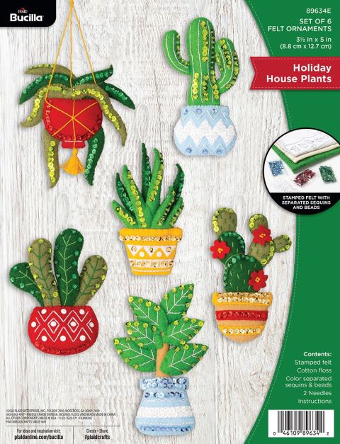 Bucilla ® Seasonal - Felt - Ornament Kits - Holiday Houseplants - 89634E