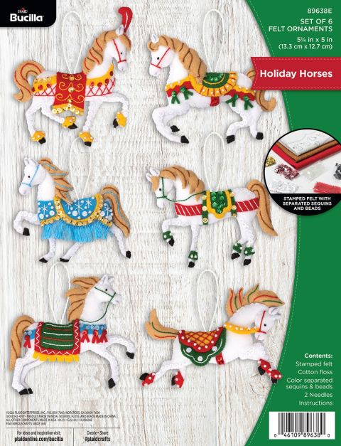 Bucilla ® Seasonal - Felt - Ornament Kits - Holiday Horses - 89638E