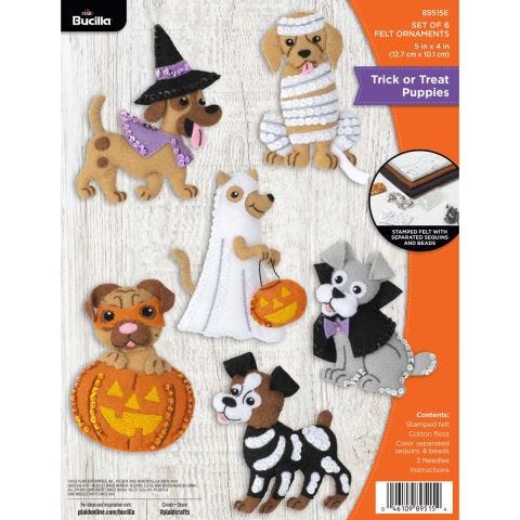 Bucilla ® Seasonal - Felt - Ornament Kits - Trick or Treat Puppies - 89515E