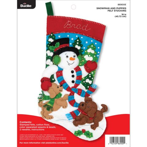 Bucilla ® Seasonal - Felt - Stocking Kits - Snowman and Puppies - 86900E