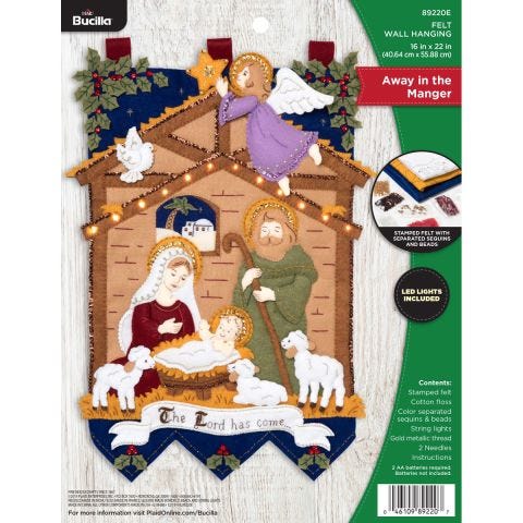 Bucilla ® Seasonal - Felt - Home Decor - Away in the Manger Wall Hanging with Lights - 89220E