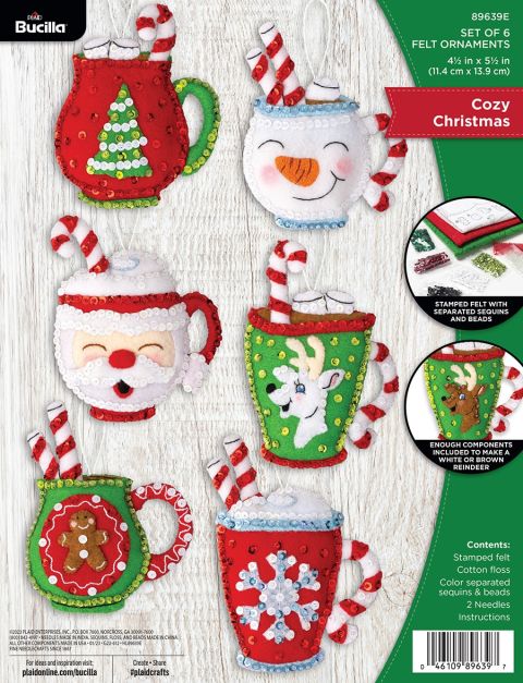 Bucilla ® Seasonal - Felt - Ornament Kits - Cozy Christmas - 89639E