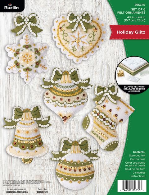 Bucilla ® Seasonal - Felt - Ornament Kits - Holiday Glitz - 89637E