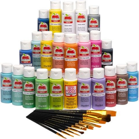 Apple Barrel ® Art Lessons Paint and Brush Set 34 pc, - 13430