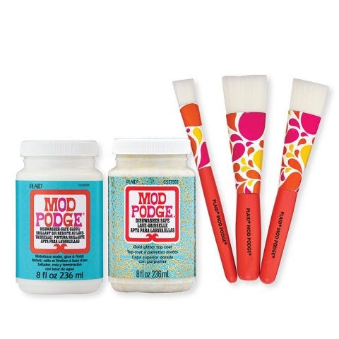 Mod Podge ® Dishwasher Safe Gloss/Glitter & Brush Kit - PROMOMPDWS24