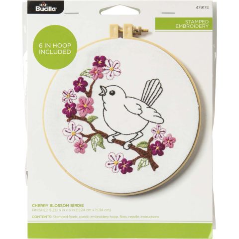 Bucilla ® Stamped Embroidery - Cherry Blossom Birdie - 47917E