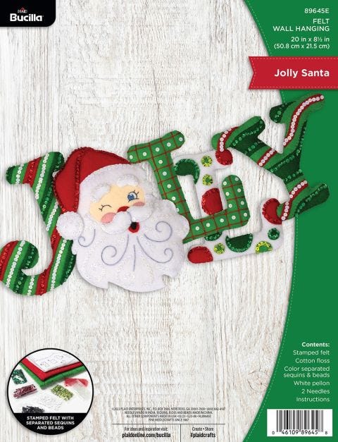 Bucilla ® Seasonal - Felt - Home Decor - Jolly Santa Wall Hanging - 89645E