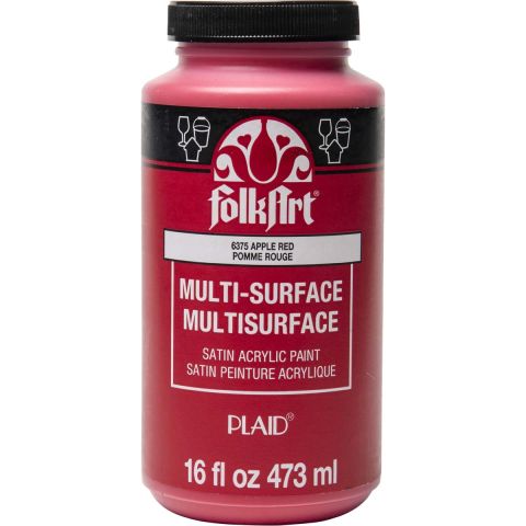 FolkArt ® Multi-Surface Satin Acrylic Paints - Apple Red, 16 oz. - 6375