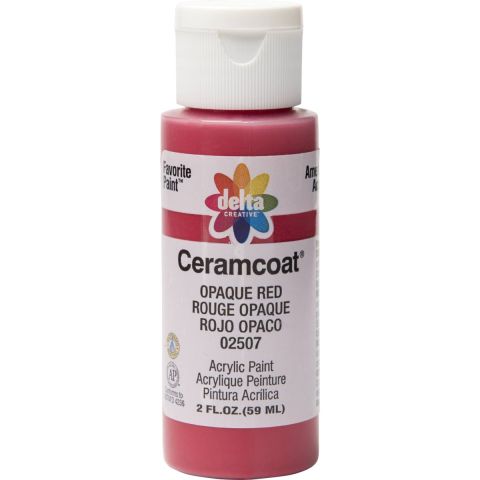 Delta Ceramcoat Acrylic Paint - Opaque Red, 2 oz. - 025070202W