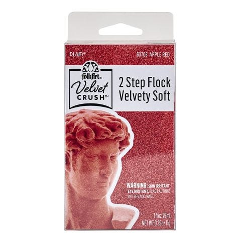 FolkArt® Velvet Crush™ 2 Step Flock,  Apple Red, 2pc Adhesive and Powder - 63703