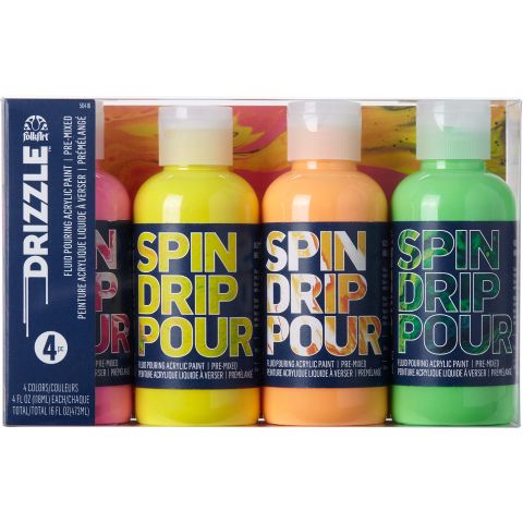 FolkArt ® Drizzle™ Paint Set Neon Lights, 4 pc. - 50416