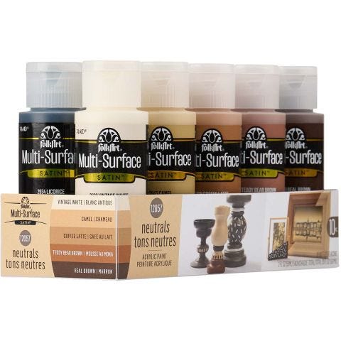 FolkArt ® Multi-Surface Satin Acrylic Paint 10 Color Set - Neutrals - 12057