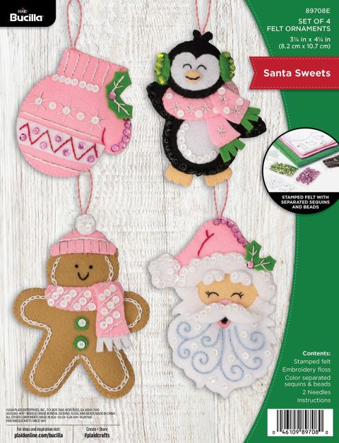 Bucilla ® Seasonal - Felt - Ornament Kits - Santa Sweets - 89708E