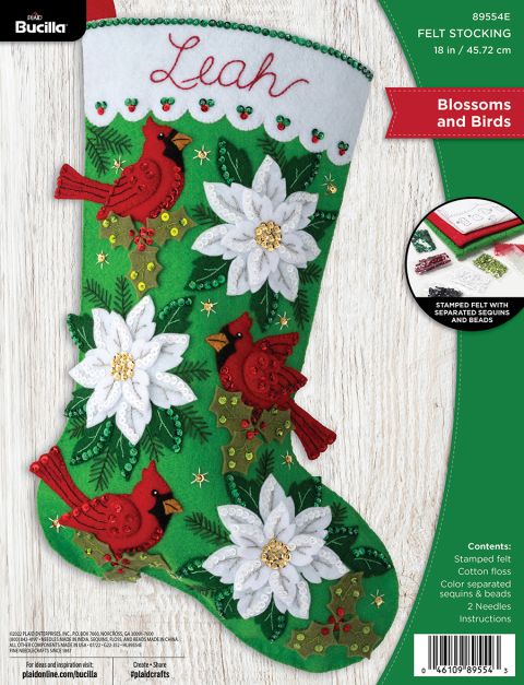 Bucilla ® Seasonal - Felt - Stocking Kits - Blossoms and Birds - 89554E