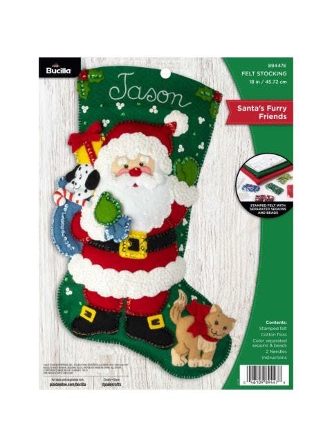 Bucilla Felt Stocking 2024 Kit Santa Paws