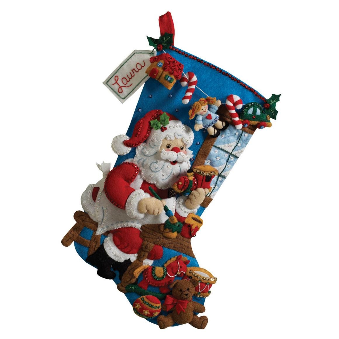 2024 BUCILLA CHRISTMAS CAROUSEL Santa Felt Musical Stocking Kit18