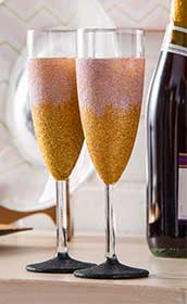 Glittered Champagne Flutes