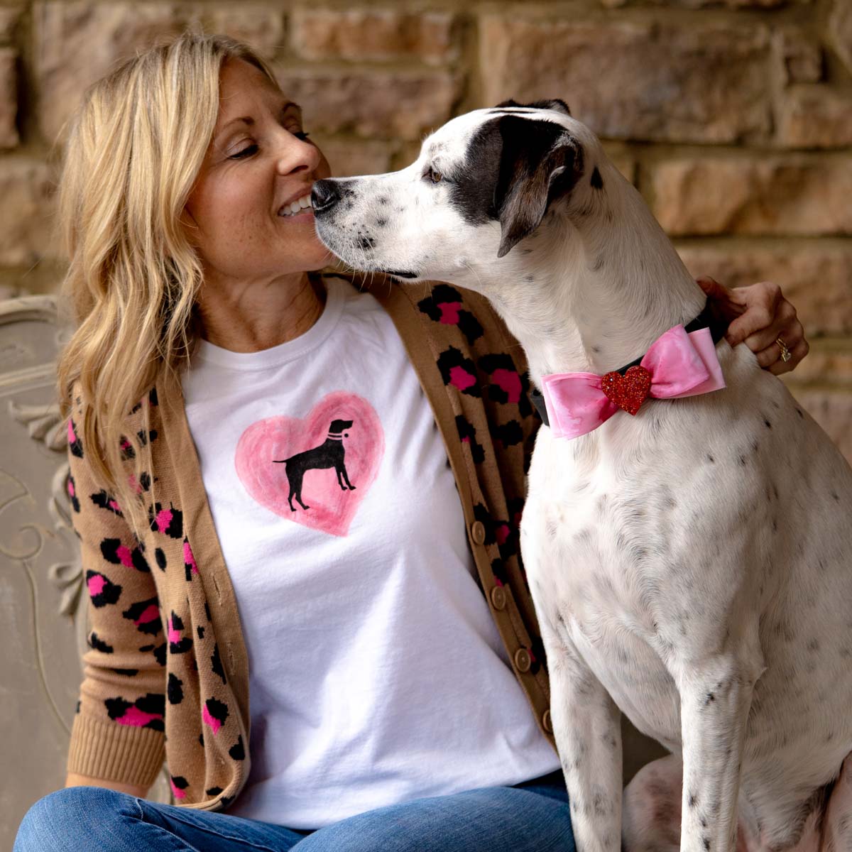 Pet Lovers' Valentine's Day Gift - Dog Mom Tee & Doggie Bowtie