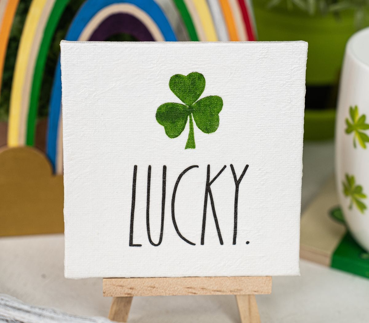 Lucky Napkin Decoupage on Canvas