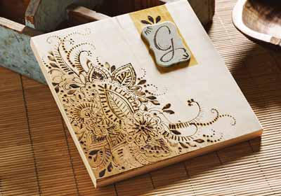 Monogram Paisley Wood Burned Canvas