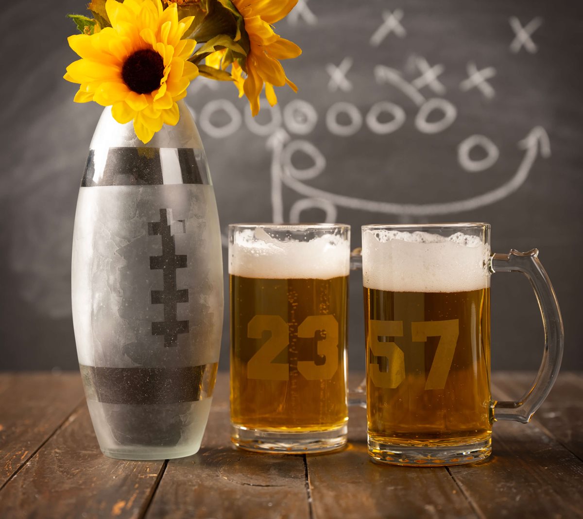 FolkArt Etching Cream Football Glassware