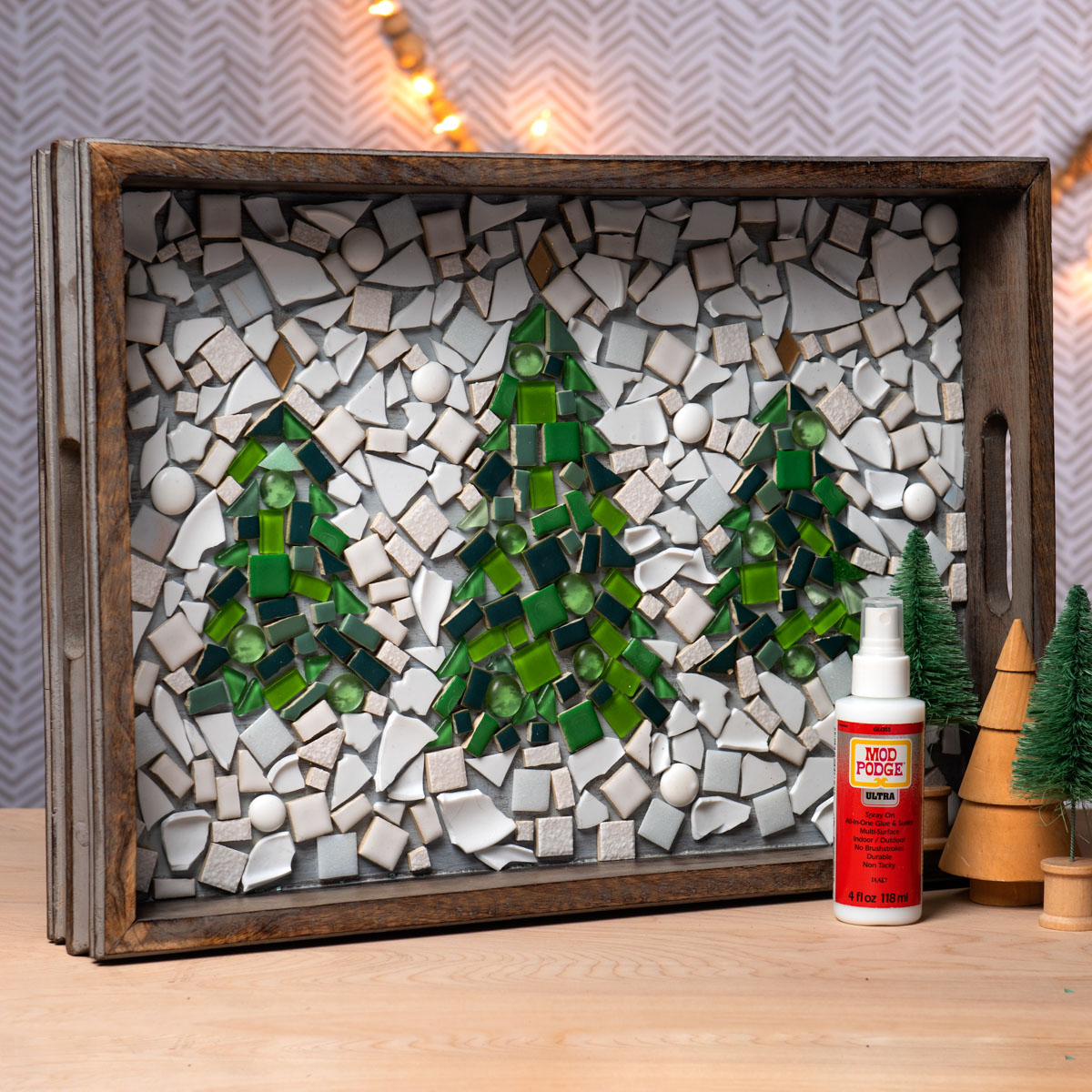 Mosaic Winter Tree Tray