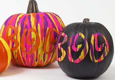 Black BOO Pumpkin and Fluorescent Dripped Pumpkin