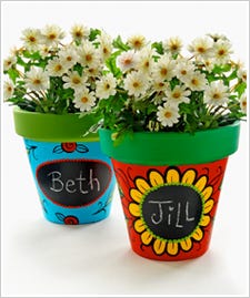 Chalkboard Paint Clay Pots