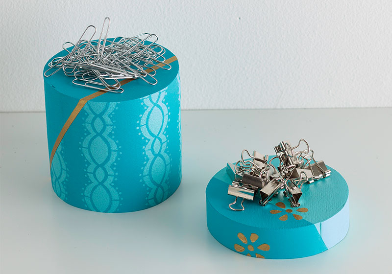 Stenciled Paper Clip Holder - DIY Office Supplies