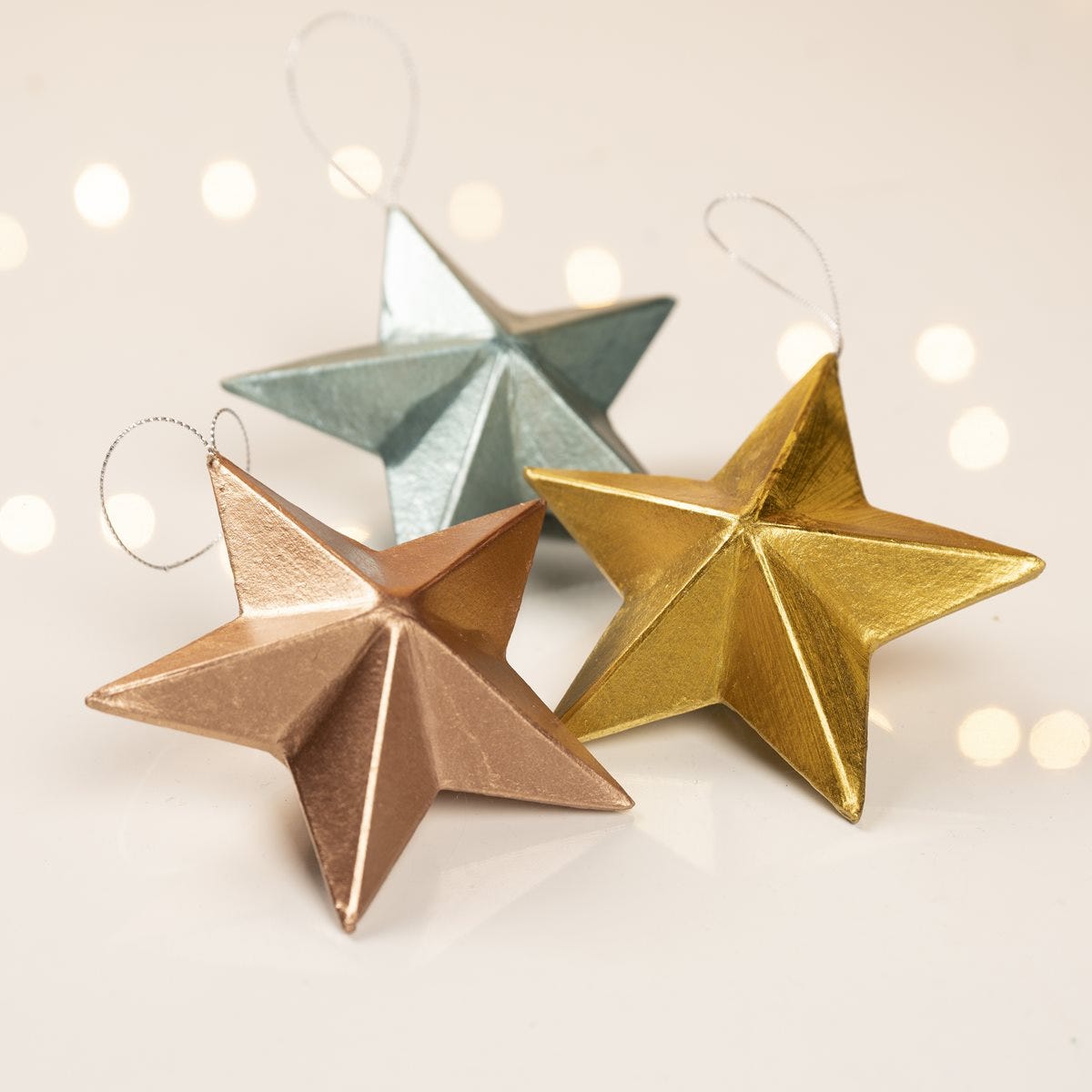 Icy Pastel Treasure Gold Star Ornaments