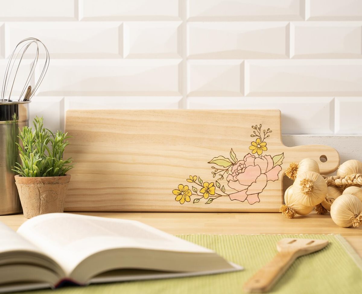 Floral Wood Burned Cutting Board