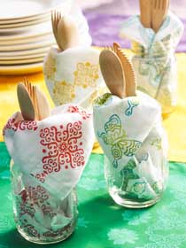 DIY Stamped Fabric Napkins