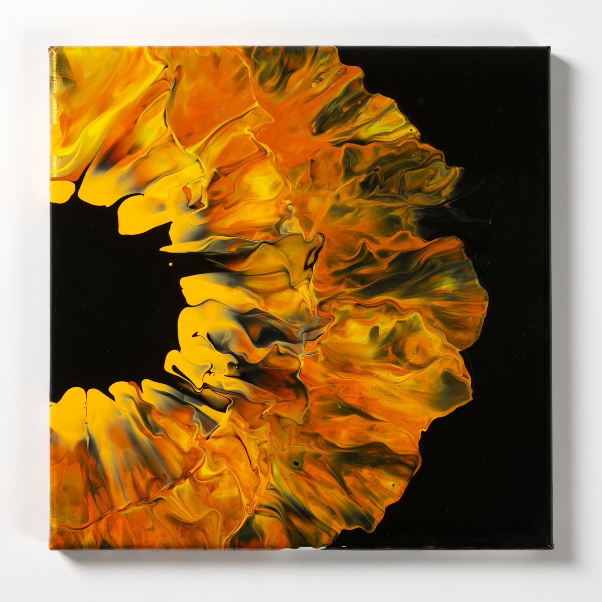 Yellow & Black Poured Wall Canvas