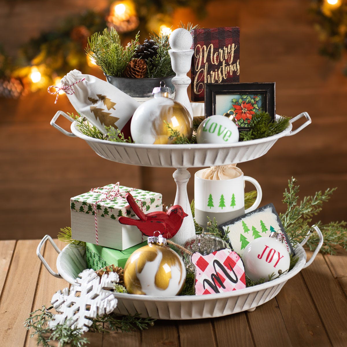 Holiday Tier Centerpiece - DIY Sign Pair