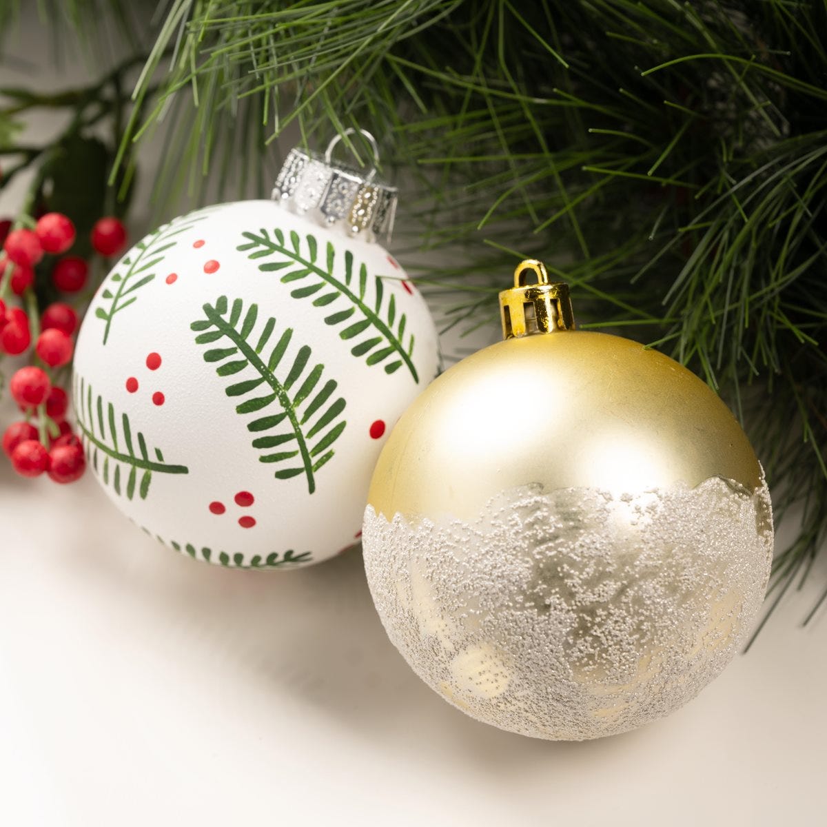 Leaves, Berries, and Sugar Metallics Christmas Ornament