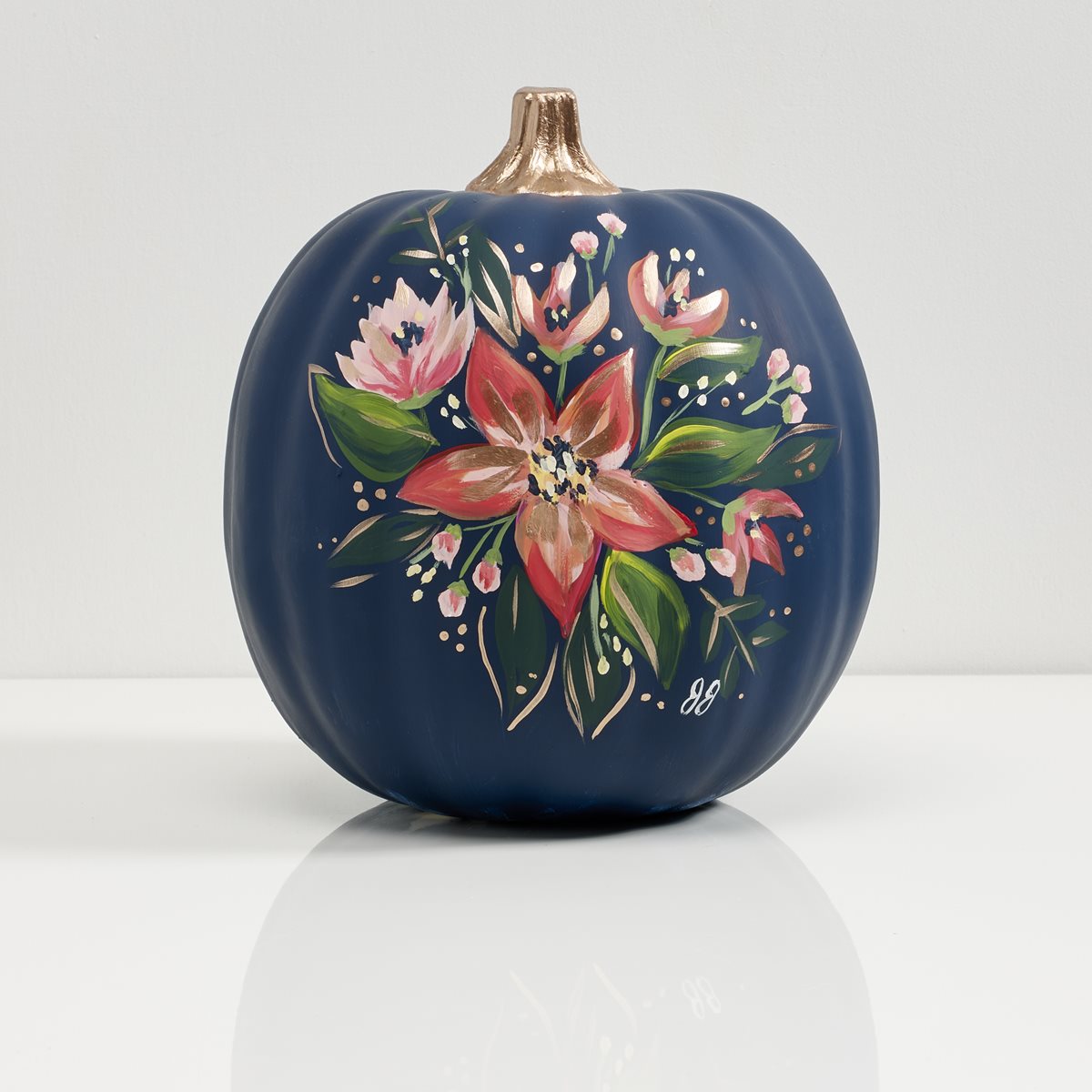 Navy Floral Pumpkin